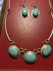 Sterling Silver Turquoise Necklace And Earring Set