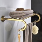Antique Brass Wall Mounted Bathroom Towel Rail Holder Storage Rack Shelf Bar