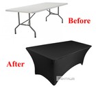 Tektrum 8 Ft Long Stretch Spandex Tablecloth fit Linen fitted Table Cover black 