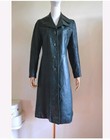 Vintage 1970s Forest Green Leather Trench Coat Dark Green 70s Boho Long Retro S