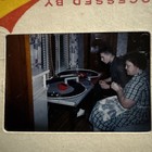 1963 Color Slide  Mother And Son Playing With  1 32 Scale Slot Car Track