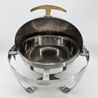 Vintage Chrome Round Roll Top Full Size 20    Chafer Chafing Dish Brass Handle