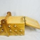 Vintage Small Wood Accordion Sewing Box 3-tier Cantilever Fold Out Craft Chest