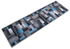   Modern Contemporary Runner Area Rug  Blue Grey Black  2 Feet X 7 Feet  Hall   