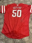 Tadashi Settsu Japan  50 Game Worn Baseball Jersey 2010 Authentic Npb Rare Red
