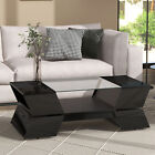 Modern 2-tier Coffee Table Cocktail Table With Open Shelves For Living Room