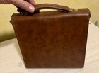 Vintage Bartender Travel Set 2 Clear Glass Flasks In Leather Case W utensils
