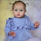 22in Painted Reborn Baby Doll Hand-rooted Hair Cloth Body Finished Toddler Girl
