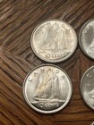 Canada Silver Dime Lot Of 11 Bu 55-61