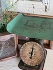 Wow vintage Primitive 1930s Green Farmhouse Metal Kitchen Scale Patina L  k Ooak
