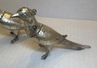 Pheasant Salt   Pepper Shaker Set  2pc Vintage Mcm Bird Metal Silver 5 In X 3 In