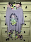 Justice Graphic Tee Paint Splatter Pants Outfit  Girls Size 16 18 Plus