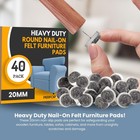 40 Pcs Felt Nail-on Slider Glide Furniture Chair Leg Feet Pads Floor Protector