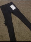 Purple Brand Men   s Black Skinny Fit Denim Jeans Dark Wash Button Fly Distressed