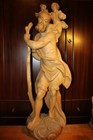 29  Hand Carved Wood Patron Saint Christopher Jesus Statue Figure Sculpture Gift