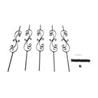 5pcs Iron Stair Baluster  -  S Scroll Stair Spindles - Black Hollow Wrought Iron