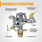 Yamatic 1 2  Zinc Garden Lawn Impact Sprinkler Head Heavy Duty For Yard