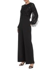 Eliza J Black Sequin Fringe Long Sleeve Jumpsuit Size 2  208
