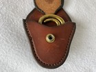 New Brass Folding Hoof Pick   Leather Case easy Attach Saddle Concho  tie String