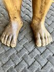 Vintage Hand Carved Wood Folk Art    legs feet    Stool  rare