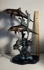 Bronze Sea Sculpture Statue Dolphins Fish Seaweed Ocean Spi