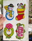 Vintage Sticker Lot  3 Sheets Puffy Christmas Stickers  2 Partial  please Read 
