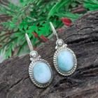Larimar Gemstone Earrings 925 Sterling Silver Beautiful Designer Earring Rk 
