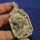 Chinese Old Tibet Silver Hollow Out Carved Kylin Lucky Amulet Necklace Pendants