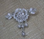 Silver Tone With Clear Rhinestone Crystal Metal Hair Clip Light Weight 5011