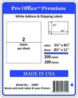 Po07 400 Premium Half Sheet Shipping Labels Self-adhesive 8 5 X 5 5 Pro Office 