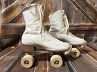 Vintage Roller Skates Chicago Size 4 With Carry Blue Case Wooden Wheels