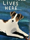 Jack Russell Terrier-hanging-hand Painted Slate-blue Background-9 75   h X 7   w-