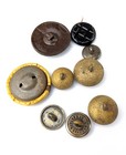 Lot Of 9 Antique Buttons Victorian Cut Steel  Glass  Brass  Bakelite  Motorman