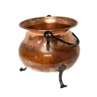 Large Hand Hammered Copper Footed Cauldron Pot