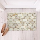  White Marble Gold Soft Fleece Door Carpet Geometric Honeycomb Polyester Bath 