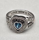 Personalized High School Class Ring Gift For Women Heart Stone Custom Year Name