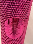 New - 24oz Starbucks Metallic Hot Pink Studded Cold Cup Venti Tumbler With Straw