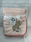 Gerber Bear Baby Blanket Pink White Sherpa Stripe Lovey Security Girls Floral