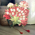 Ernest Nister London Bavaria Mechanical Valentines Card Fan 3353 Flower Bouquet