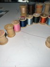 26 Vintage Wood Wooden Spools Sewing Thread Various Colors Makers And Sizes