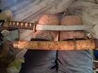 Chinese Jian Sword Ornate Wooden Handle Steel Double Edge Dragon Motif Scabbard