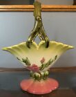Vintage 1945 - 52 Hull Art Pottery Woodland Candle Holder W  Basket Set - Minty