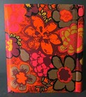 Vintage 1960s 1970s Flower Satin Fabric Cover Photo Album 12   x 10 5  Pink Orange