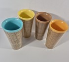 Set Of 4 1950s Raffia Ware Burlap Woven Tumblers