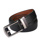 Mens Genuine Leather Ratchet Belt With Click Sliding Buckle Size Adjustable