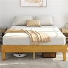 Wood Bed Frame W plywood Slats Underbed Space Easy Assembly  Natural Wood Finish