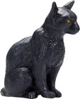 Black Cat Sitting Realistic Domesticated Animal Hand Painted Toy Figurine