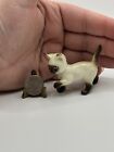 Vintage Mcm Miniature Ceramic Siamese Cat Kitty Figurine Trinket Decor    