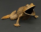 Chinese Feng Shui Brass Carved Money Frog Statue Toad Wealth Decor