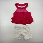 Build A Bear Pink Gem Ruffle Top White Sequin Leggings Girl Teddy Clothes Outfit